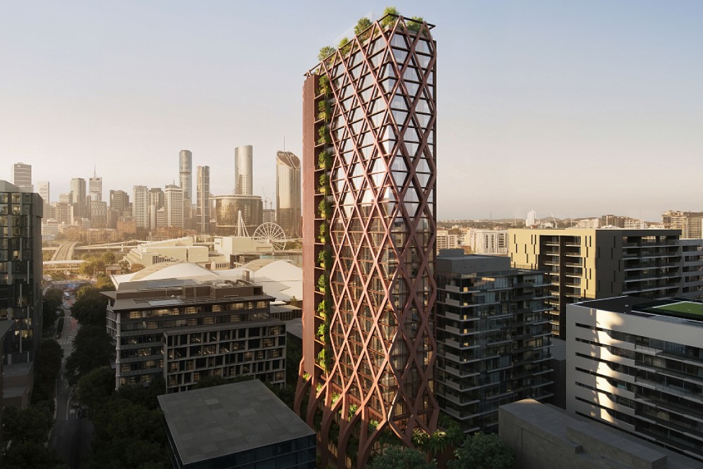Renovo Solutions lodges plans for 29-storey South Brisbane tower with striking diagrid facade by FK